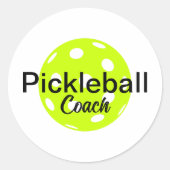 Gepersonaliseerde Pickleball Coach Naam Ronde Sticker (Voorkant)