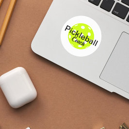 Gepersonaliseerde Pickleball Coach Naam Ronde Sticker