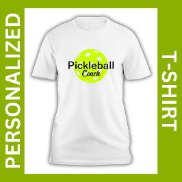 Gepersonaliseerde Pickleball Coach Naam T-shirt