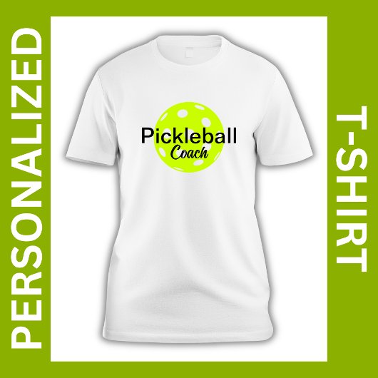 Gepersonaliseerde Pickleball Coach Naam T-shirt