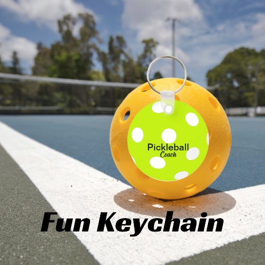 Gepersonaliseerde Pickleball Coach Yellow sleutelh Sleutelhanger
