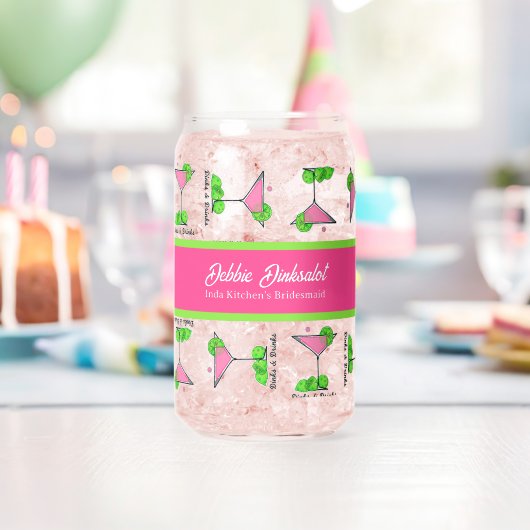 Gepersonaliseerde Pickleball Cocktail Dinks & Dran Blikvorm Glas (Insitu (Verjaardag))