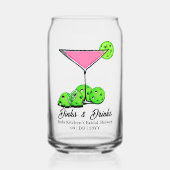 Gepersonaliseerde Pickleball Cosmo Dinks & Dranks Blikvorm Glas (Voorkant)