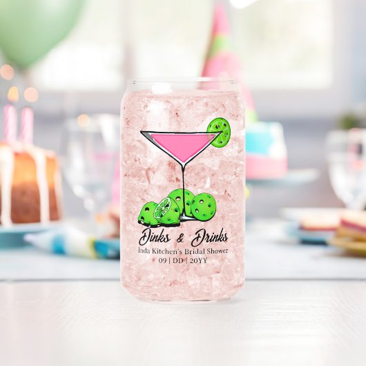Gepersonaliseerde Pickleball Cosmo Dinks & Dranks Blikvorm Glas (Insitu (Verjaardag))