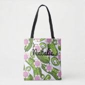 Gepersonaliseerde pickleball en augurk patterned tote bag (Voorkant)