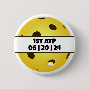 Gepersonaliseerde Pickleball First Around the Post Ronde Button 5,7 Cm