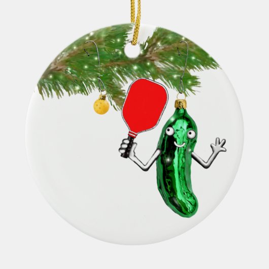 gepersonaliseerde pickleball keramisch ornament (Voorkant)