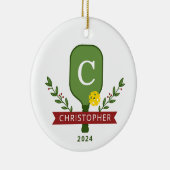 Gepersonaliseerde Pickleball kerstversiering Keramisch Ornament (Rechts)