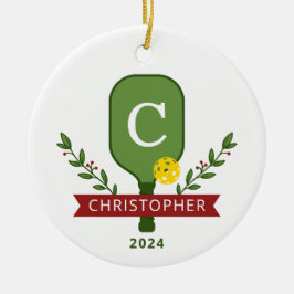 Gepersonaliseerde Pickleball kerstversiering Keramisch Ornament