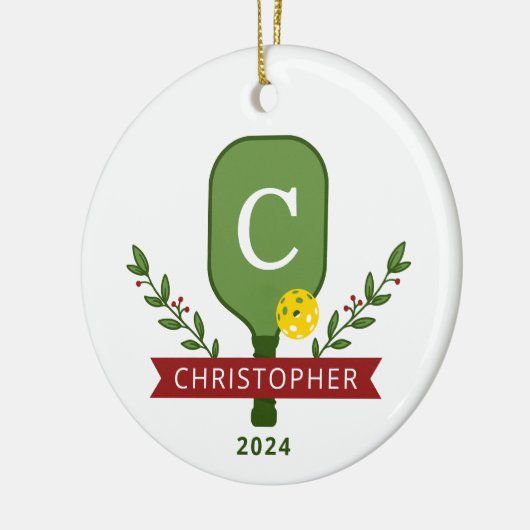 Gepersonaliseerde Pickleball kerstversiering Keramisch Ornament (Links)