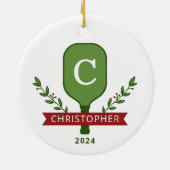 Gepersonaliseerde Pickleball kerstversiering Keramisch Ornament (Achterkant)