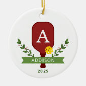 Gepersonaliseerde Pickleball kerstversiering Keramisch Ornament (Voorkant)