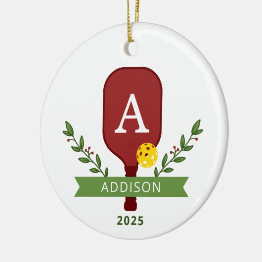Gepersonaliseerde Pickleball kerstversiering Keramisch Ornament (Links)