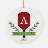 Gepersonaliseerde Pickleball kerstversiering Keramisch Ornament (Achterkant)