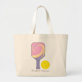 Gepersonaliseerde Pickleball naam Gestreepte Paddl Grote Tote Bag (Voorkant)