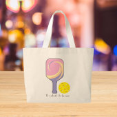 Gepersonaliseerde Pickleball naam Gestreepte Paddl Grote Tote Bag
