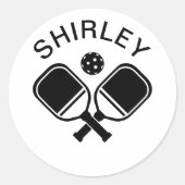 Gepersonaliseerde Pickleball Paddle Butt Naam Pet Ronde Sticker (Voorkant)