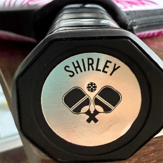 Gepersonaliseerde Pickleball Paddle Butt Naam Pet Ronde Sticker