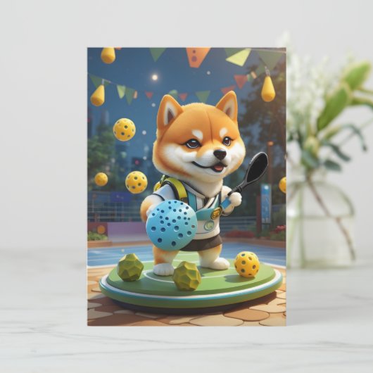 Gepersonaliseerde Pickleball Pickle Baller Kaart (Staand voorkant)