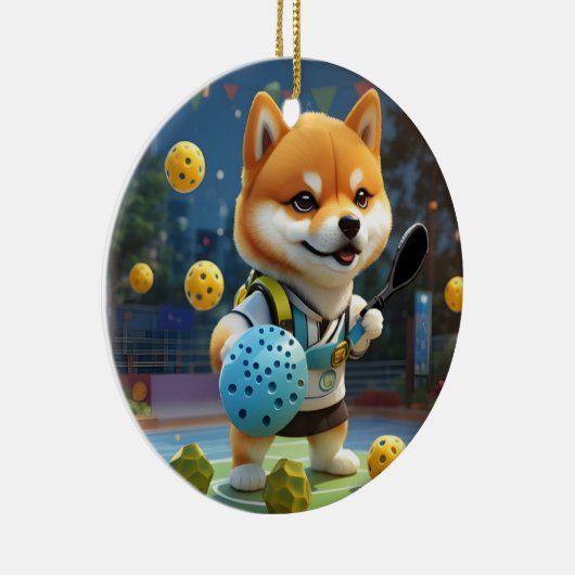 Gepersonaliseerde Pickleball Pickle Baller Keramisch Ornament (Rechts)