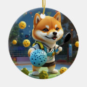 Gepersonaliseerde Pickleball Pickle Baller Keramisch Ornament (Voorkant)