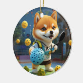 Gepersonaliseerde Pickleball Pickle Baller Keramisch Ornament (Links)