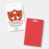 Gepersonaliseerde Pickleball Red VIP Badge (Voor- en achterkant)
