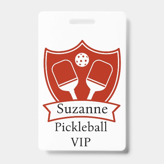 Gepersonaliseerde Pickleball Red VIP Badge (Voorkant)