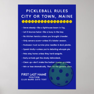 Gepersonaliseerde Pickleball-regels voor steden in Poster