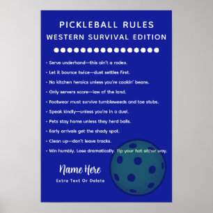 Gepersonaliseerde Pickleball-regels Western Surviv Poster