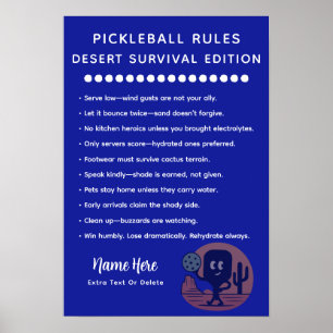 Gepersonaliseerde Pickleball-regels Woestijnsurviv Poster