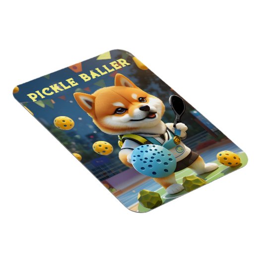 Gepersonaliseerde Pickleball Shiba Inu Magneet (Rechterzijde)