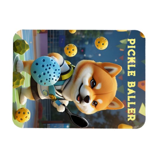 Gepersonaliseerde Pickleball Shiba Inu Magneet (Horizontaal)