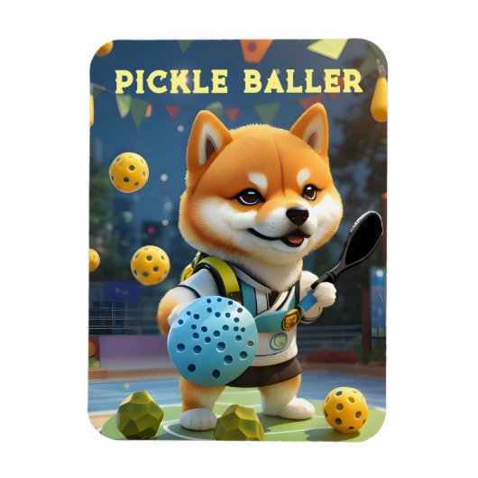 Gepersonaliseerde Pickleball Shiba Inu Magneet (Verticaal)