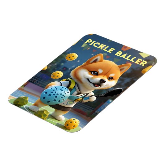 Gepersonaliseerde Pickleball Shiba Inu Magneet (Linkerzijde)
