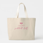 Gepersonaliseerde pickleball speler naam roze grote tote bag (Achterkant)