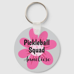 Gepersonaliseerde Pickleball Squad Bloem Gift Sleutelhanger