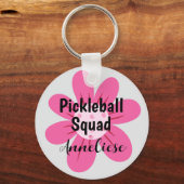 Gepersonaliseerde Pickleball Squad Bloem Gift Sleutelhanger (Achterkant)