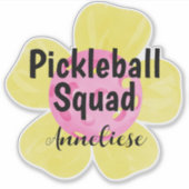 Gepersonaliseerde Pickleball Squad Bloem Gift Sticker (Voorkant)