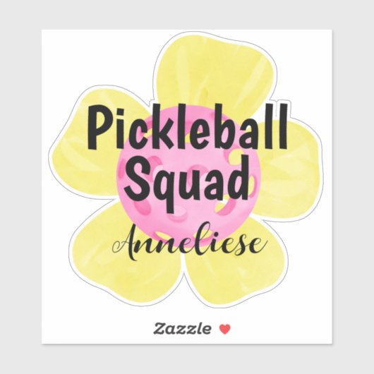 Gepersonaliseerde Pickleball Squad Bloem Gift Sticker (Vel)