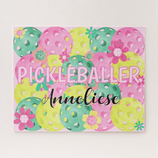 Gepersonaliseerde Pickleballer Waterkleur Legpuzzel (Horizontaal)