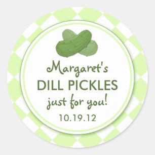 Gepersonaliseerde Pickles Round Canning Stickers