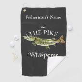 Gepersonaliseerde Pike Whisperer Dark Gevist handd Golfhanddoek (Insitu)