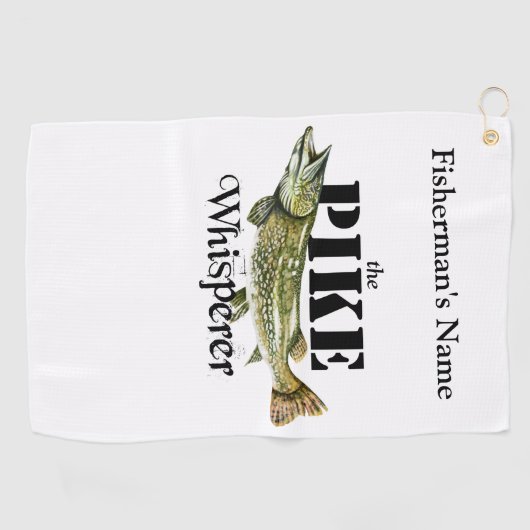 Gepersonaliseerde Pike Whisperer Light Gevist hand Golfhanddoek (Horizontaal)