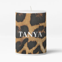 Gepersonaliseerde pilaar kaars - Leopard Print