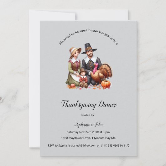 Gepersonaliseerde Pilgrim Fathers Thanksgiving Kaart (Voorkant)