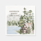 Gepersonaliseerde Pine Forest Family Lake House Ca Servet (Voorkant)