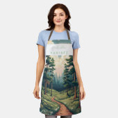 Gepersonaliseerde Pine Forest Path Design met naam Schort (Gedragen)