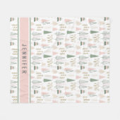 Gepersonaliseerde Pine Retreat Whimsical Fleece Deken (Voorkant (Horizontaal))