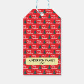 Gepersonaliseerde Pine Tree & Merry Christmas Cadeaulabel (Voorkant)